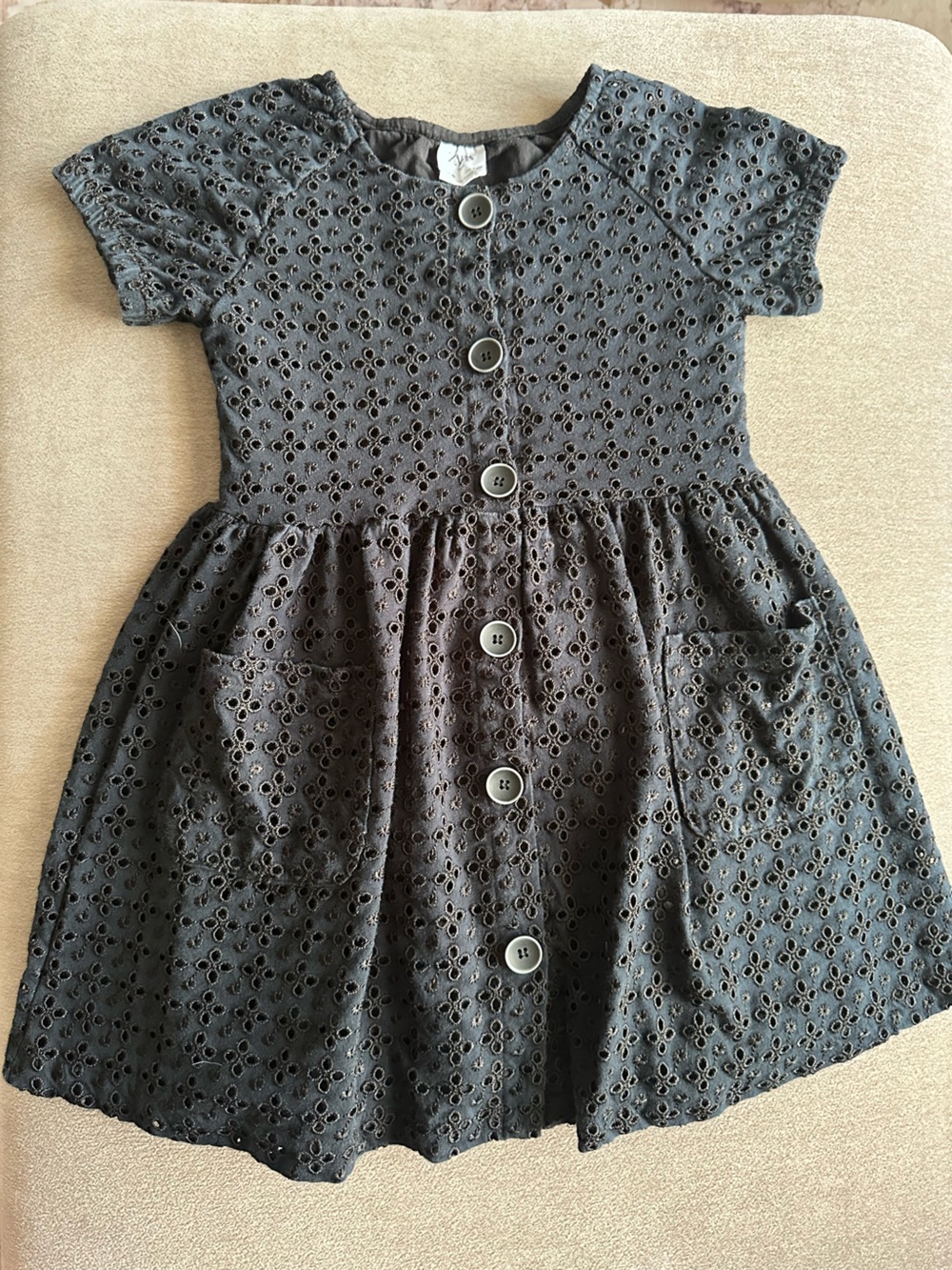 Zara Black Eyelet Button-Front Dress